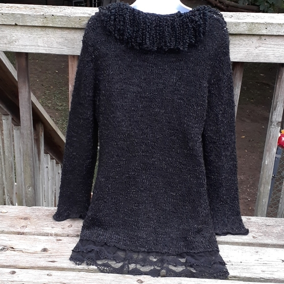 Black Wool knit polyester mix  Size L - Picture 4 of 7